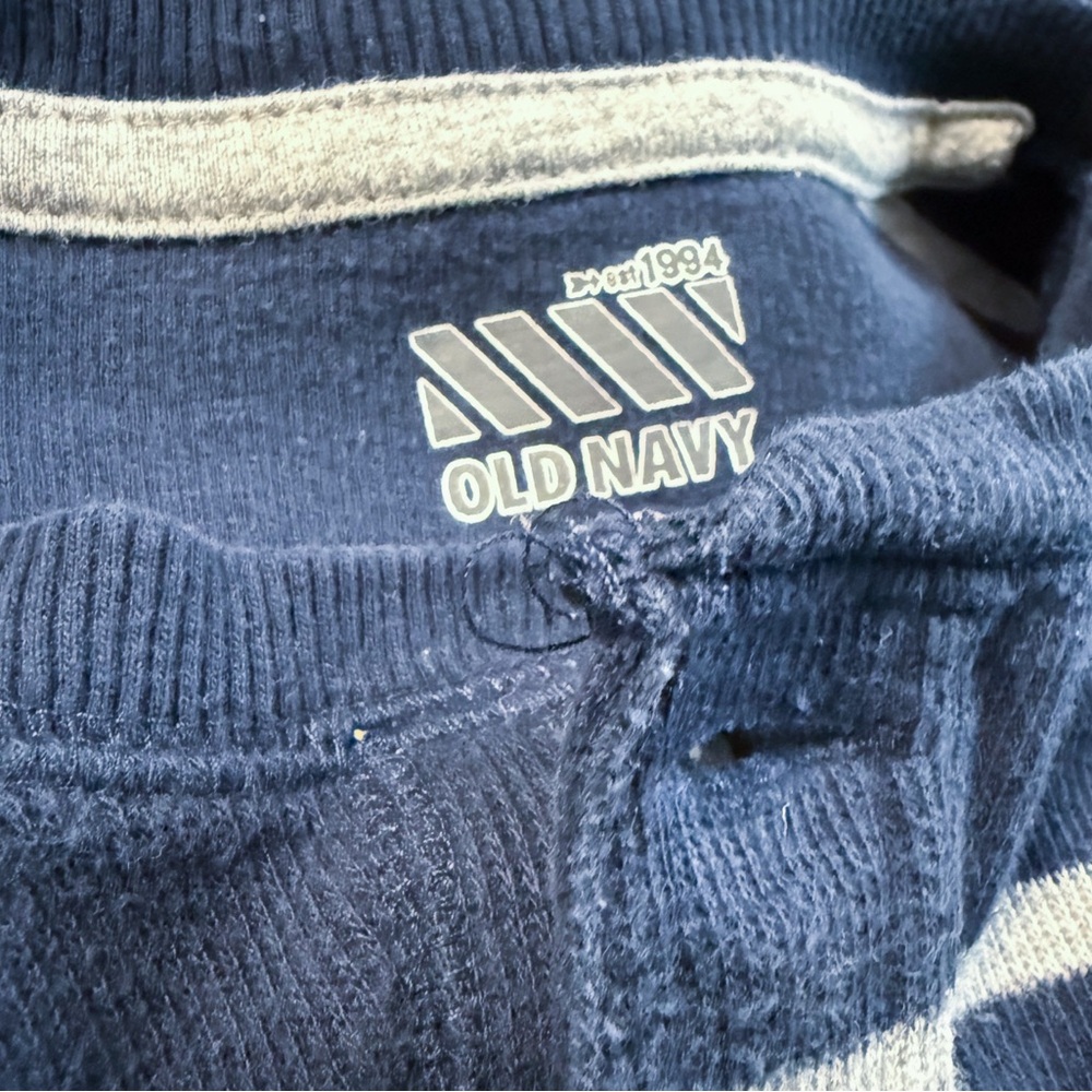 Old Navy Boys Striped Henley Shirt L 10-12 Navy Gray Cotton School Top - Picture 14 of 16